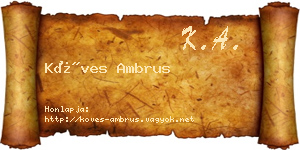 Köves Ambrus névjegykártya
